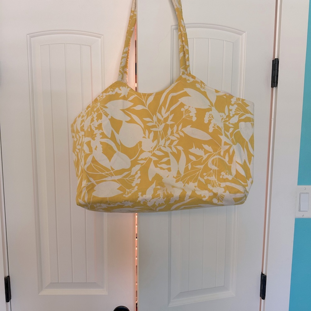 Yellow floral tote bag